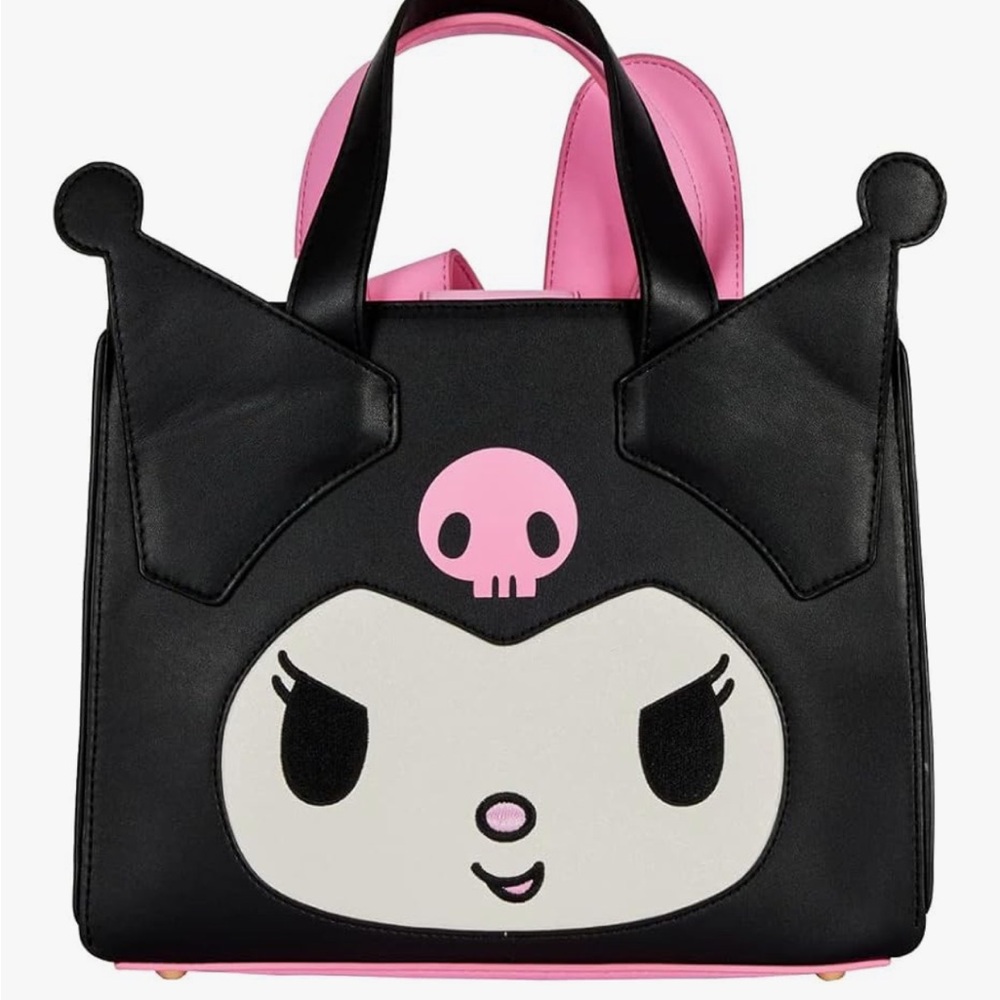 Loungefly Black and Pink Crossbody Bag with Character Design